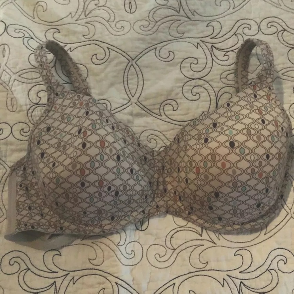 SOLD SOLD SOLD Bra 36G Tan With Multi-color Design